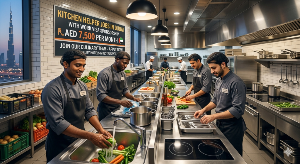 Kitchen Helper Jobs in Dubai with Work Visa Sponsorship (AED 7,500 Per Month)