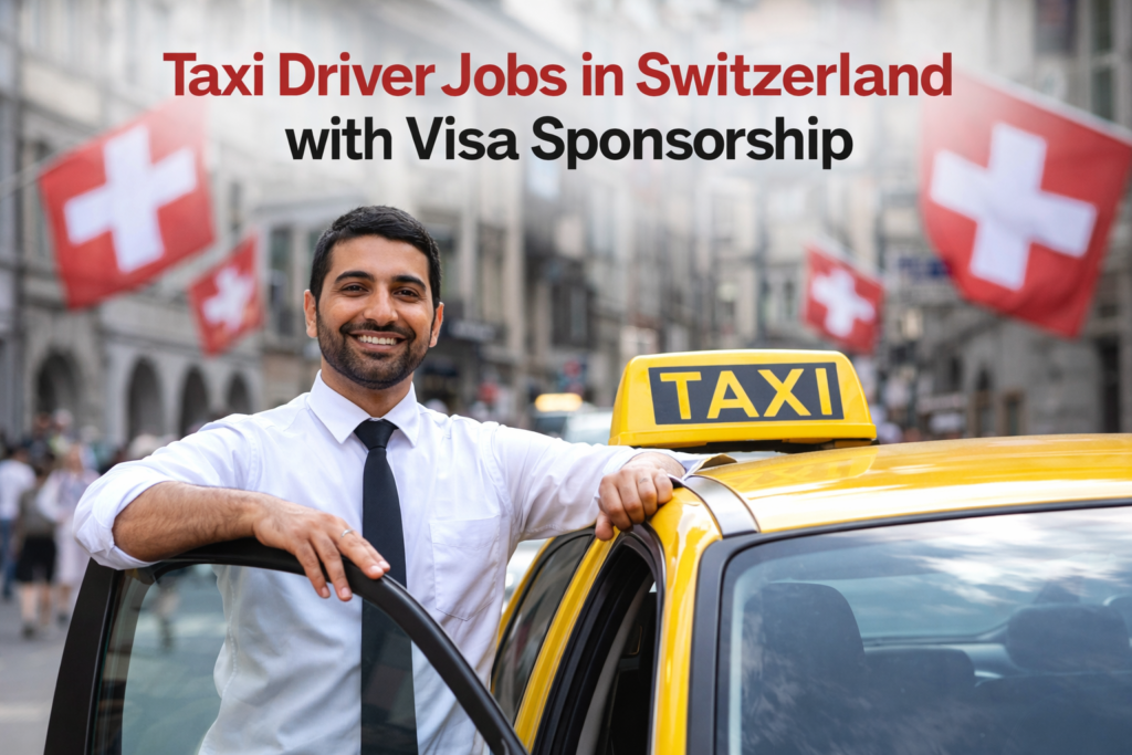 Switzerland is one of the most attractive destinations for foreign workers due to its strong economy, high living standards, and demand for labor. Among the many job opportunities available, taxi driver jobs in Switzerland for foreigners 2026 are in high demand. These jobs are essential in the transportation and tourism sectors, especially with the increasing number of travelers and daily commuters. Taxi drivers play an important role in transporting passengers safely across cities and regions. With many Swiss employers facing driver shortages, foreign workers have excellent opportunities to secure jobs with competitive salaries and potential visa sponsorship. Job Details Before applying, it is important to understand the job details to ensure you meet employer expectations and are prepared for the work environment. • Job Title: Taxi Driver • Country: Switzerland • Job Type: Full-time / Part-time / Permanent / Contract • Visa Sponsorship: Available with selected employers • Experience Required: 1–3 years preferred (entry-level positions available) • Education Requirement: Basic education; no formal degree required • Salary Range: CHF 48,000–CHF 75,000 per year • Benefits: Visa sponsorship, tips, overtime pay, insurance, paid leave, job stability • Hiring Employers: Taxi companies, ride-hailing services, hotels, transport companies Job Responsibilities: • Pick up and drop off passengers at their destinations • Use GPS and maps to find the best routes • Ensure safe and comfortable rides • Assist passengers with luggage • Maintain cleanliness of the vehicle • Handle payments (cash or digital) • Follow traffic laws and safety regulations • Provide excellent customer service Types of Taxi Driver Jobs Taxi driver jobs in Switzerland cover a variety of roles depending on the service and employer. Some common roles include: 1. City Taxi Driver Works within cities transporting passengers to different locations. This is the most common type of taxi job. 2. Ride-Hailing Driver Drives for app-based services, offering flexible working hours and independent schedules. 3. Airport Taxi Driver Provides transportation to and from airports. These jobs are in high demand due to tourism and business travel. 4. Chauffeur Driver Drives luxury vehicles for VIP clients, hotels, or corporate services. 5. Private Hire Driver Works with private companies or individuals for scheduled transport services. Requirements To work as a taxi driver in Switzerland as a foreigner, candidates must meet certain requirements: • Valid driving license (convertible to Swiss license) • Clean driving record • Basic English or local language skills • Knowledge of GPS and navigation systems • Good communication and customer service skills • Physical fitness and alertness • Eligibility for a Swiss work visa • Local taxi permit (if required) Some employers may also require background checks and medical fitness certificates. Visa Sponsorship Opportunities Many Swiss employers offer visa sponsorship due to the demand for drivers and shortage of local workers. Foreign workers can apply through work visa programs such as short-term or long-term permits. Employers who offer sponsorship will support your application by providing a job offer and required documents. This helps international candidates legally work in Switzerland. Salary of Taxi Drivers in Switzerland The salary for taxi driver jobs depends on experience, location, and working hours. On average: • Entry-level drivers: CHF 48,000–CHF 55,000 per year • Experienced drivers: CHF 55,000–CHF 75,000 per year • Highly experienced or luxury drivers: CHF 75,000+ per year Drivers can also earn extra income through tips, overtime, and bonuses. Benefits of Working as a Taxi Driver in Switzerland Taxi driver jobs offer several benefits for foreign workers: • Visa sponsorship opportunities • High salary packages • Flexible working hours • Tips and bonus income • Health insurance and employee benefits • Safe and modern working environment • Opportunities for long-term career growth These benefits make taxi driving an attractive job for foreigners. Visa Process for Foreign Workers To work legally in Switzerland, foreign workers must obtain a work permit. The process typically involves: 1. Securing a job offer from a Swiss employer 2. Employer applies for work authorization 3. Receiving approval from authorities 4. Applying for a work visa 5. Submitting documents such as passport and experience proof 6. Traveling to Switzerland after approval Employers usually guide applicants through the visa process. How to Apply Applying for taxi driver jobs in Switzerland is simple if you follow the correct steps: • Search for jobs on Swiss job portals and company websites • Prepare a professional CV with driving experience • Apply for jobs offering visa sponsorship • Attend interviews (online or in person) • Complete documentation and visa process after selection • Click Apply Now to get started Always apply through trusted platforms to avoid scams. Tips to Increase Your Chances • Gain driving experience before applying • Learn basic local language skills • Maintain a clean driving record • Improve customer service skills • Learn local routes and traffic rules • Apply to multiple companies Employers prefer candidates who are reliable, polite, and professional. Challenges of the Job While taxi driver jobs offer many benefits, they also come with challenges: • Long working hours • Traffic in busy cities • Driving in different weather conditions • Language barriers • Strict licensing rules However, with proper preparation and experience, these challenges can be managed. Final Thoughts Taxi driver jobs in Switzerland for foreigners in 2026 provide a great opportunity to work in a stable and well-paying industry. With competitive salaries, visa sponsorship options, and flexible work schedules, these jobs are ideal for individuals seeking employment abroad. Switzerland’s growing transport and tourism sectors continue to create demand for drivers. If you are interested in working as a taxi driver, start preparing your documents, improving your skills, and applying for suitable jobs today.