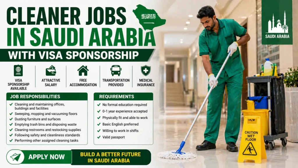 Cleaner Jobs in Saudi Arabia with Visa Sponsorship