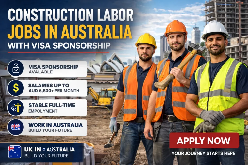 Construction Labor Jobs in Australia with Visa Sponsorship