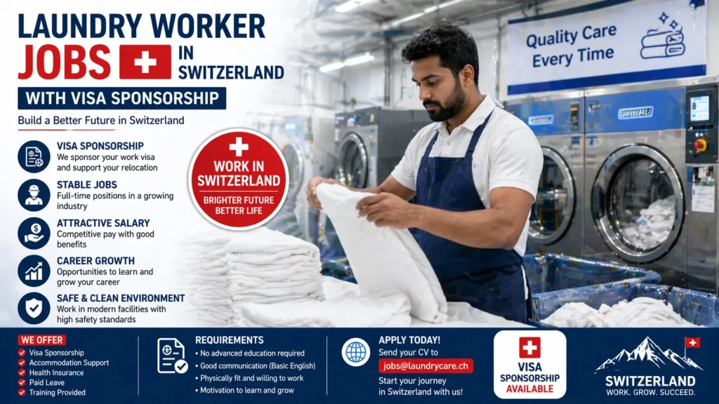 Laundry Worker Jobs in Switzerland with Visa Sponsorship