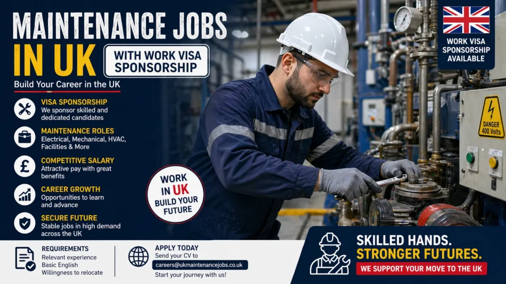 Maintenance Jobs in UK with Work Visa Sponsorship