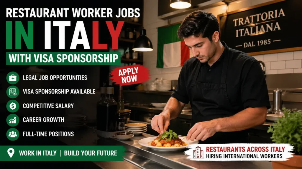 Restaurant Worker Jobs in Italy with Visa Sponsorship