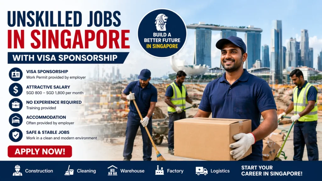 Unskilled Jobs in Singapore with Visa Sponsorship