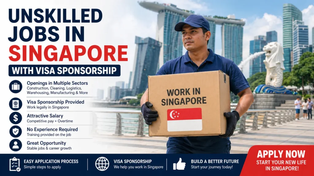 Unskilled Jobs in Singapore with Visa Sponsorship