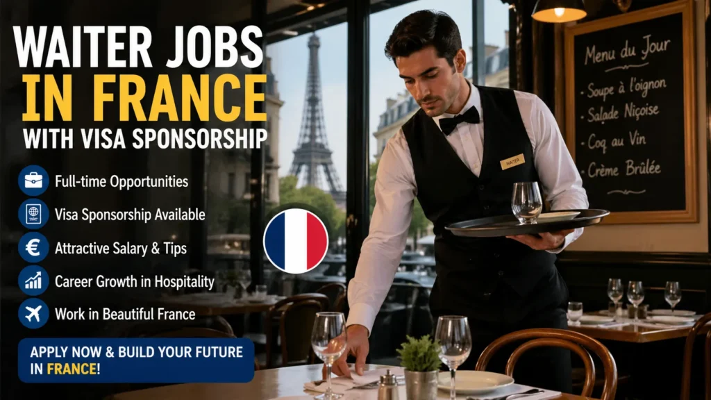 Waiter Jobs in France with Visa Sponsorship